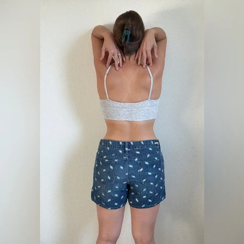 Anthropologie Pilcro Shorts 32 Waist Artstroke Print Boho Cotton Linen - Picture 4 of 12